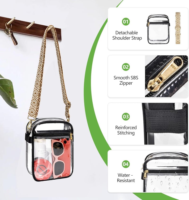 MAYTREE Clear Purse Stadium Approved with Adjustable Strap, 8.5”x6.8”x3” Clear Bag for Stadium Events, Concerts, Work - Image 4